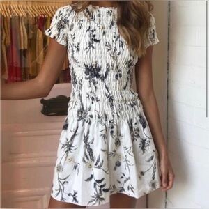 SIR the label White Floral Smocked Mini Dress